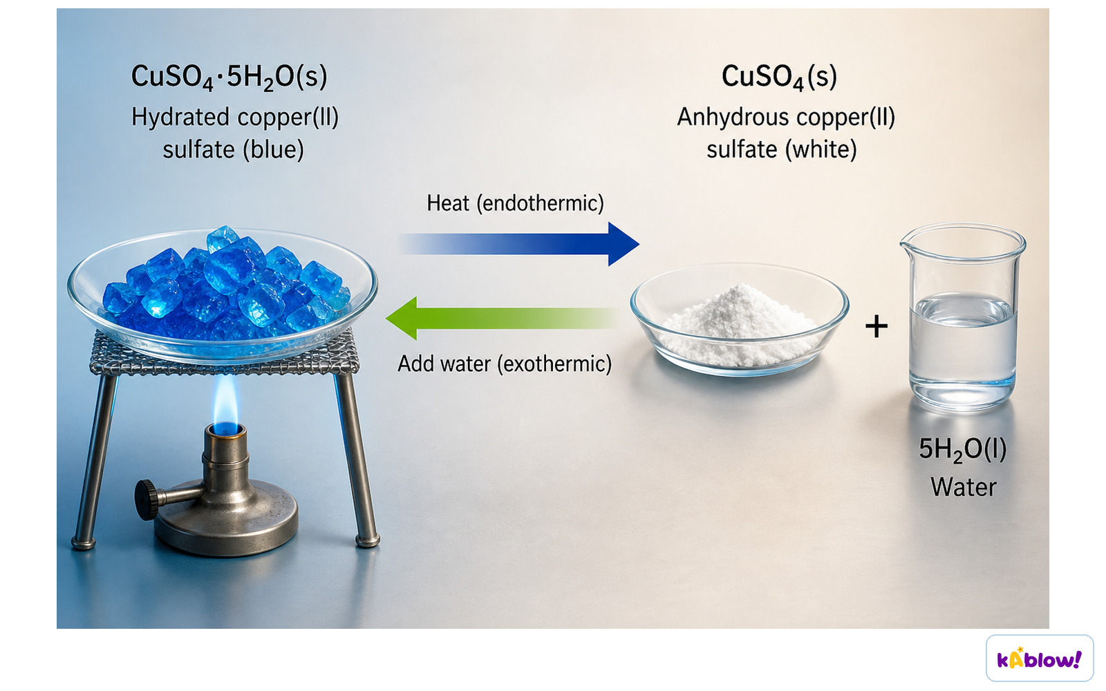 Dehydration of hydrated copper(II) sulfate
