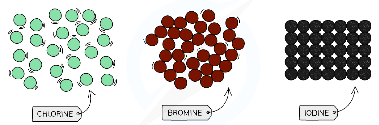 Physical states of the halogens at room temperature
