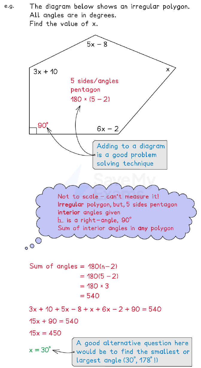 Interior angles of an irregular pentagon
