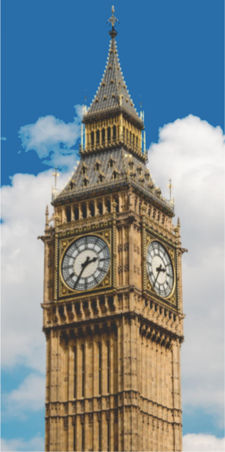 A clock tower (Big Ben), an example of an analog instrument.