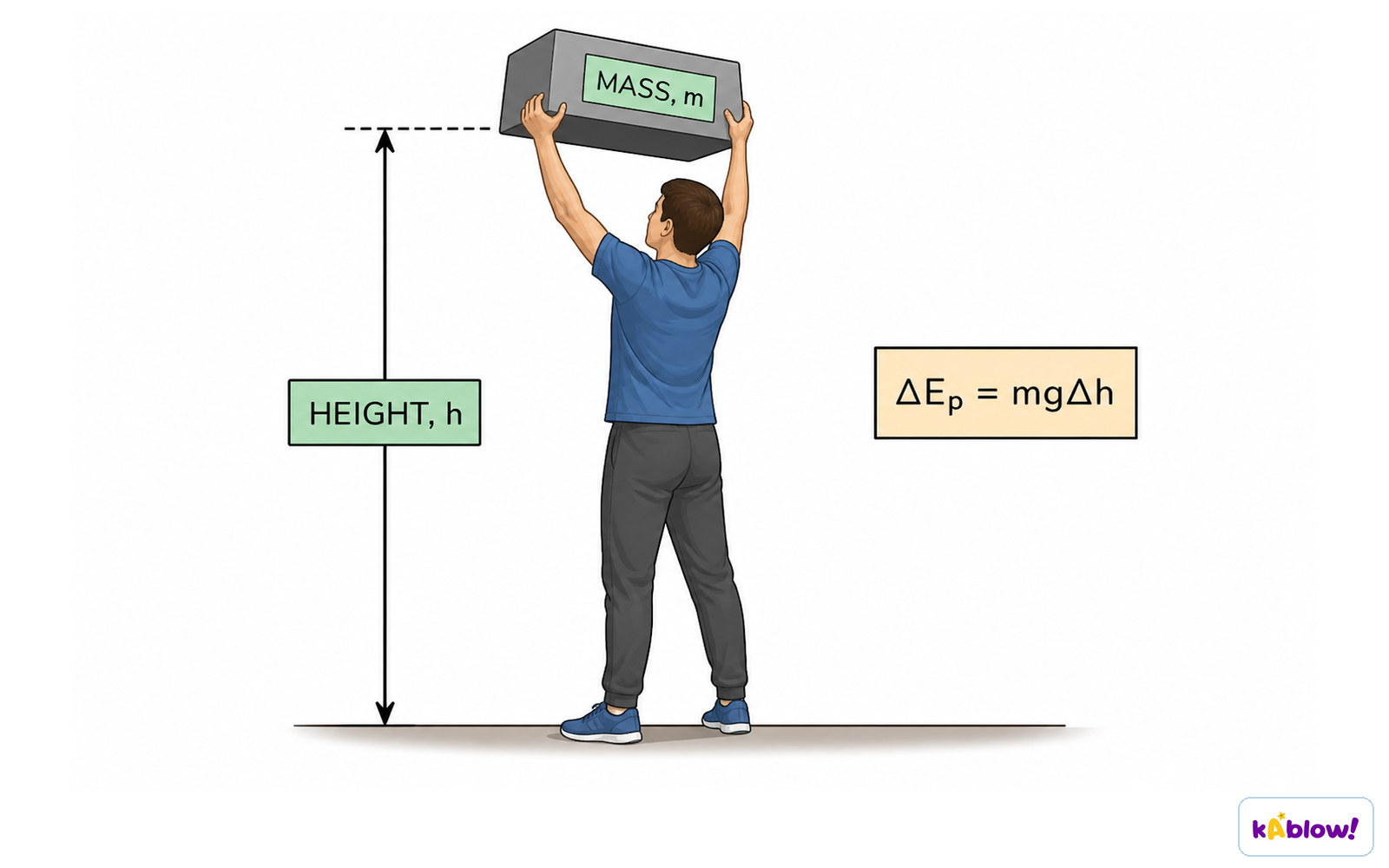 Gravitational potential energy of a lifted mass