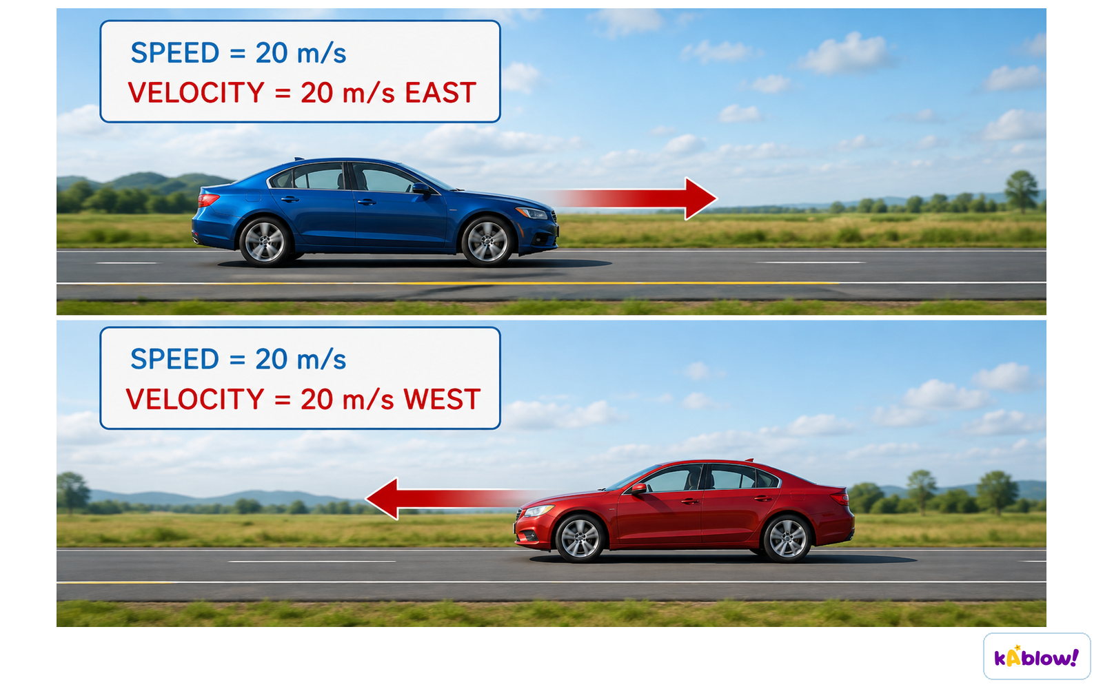 Comparing speed and velocity
