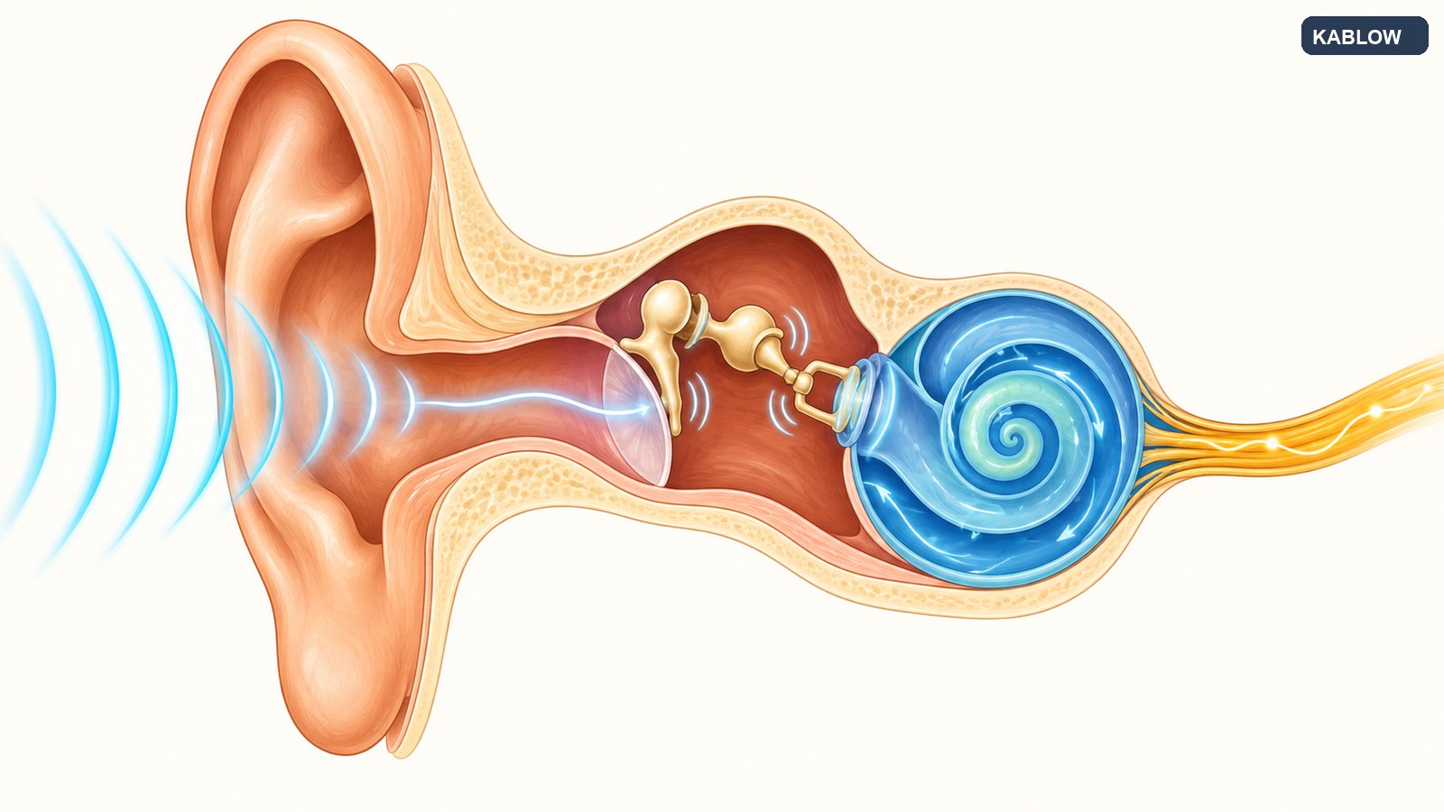 Sound waves travelling through the human ear