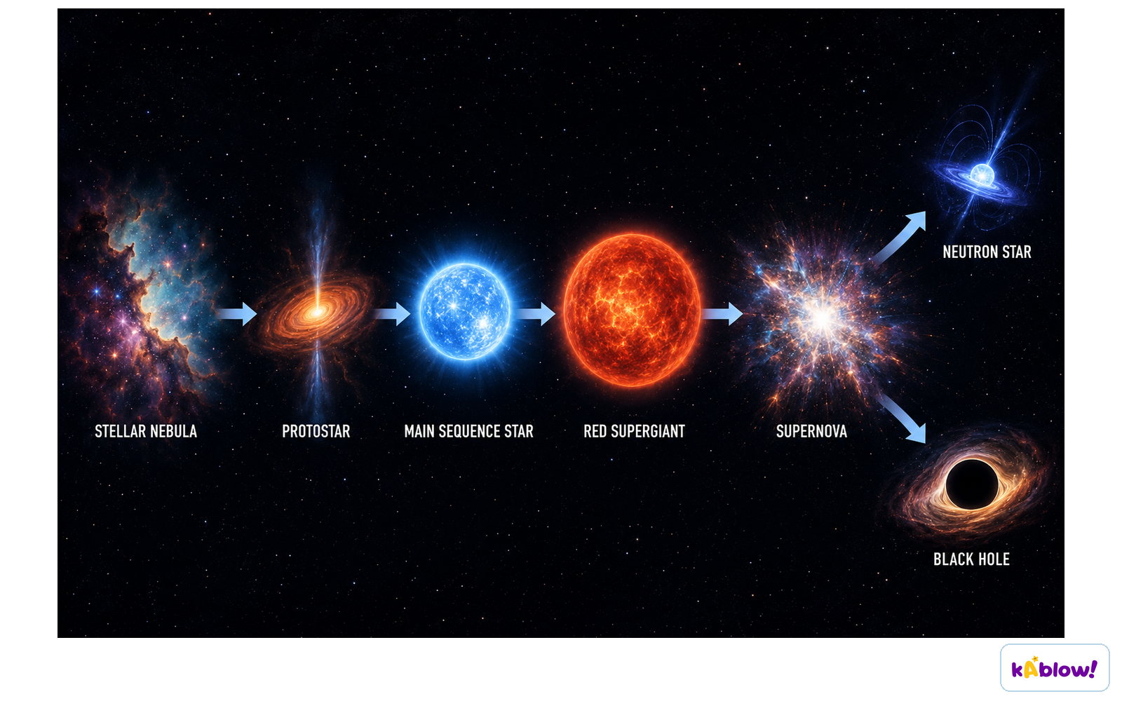Life cycle of a large mass star