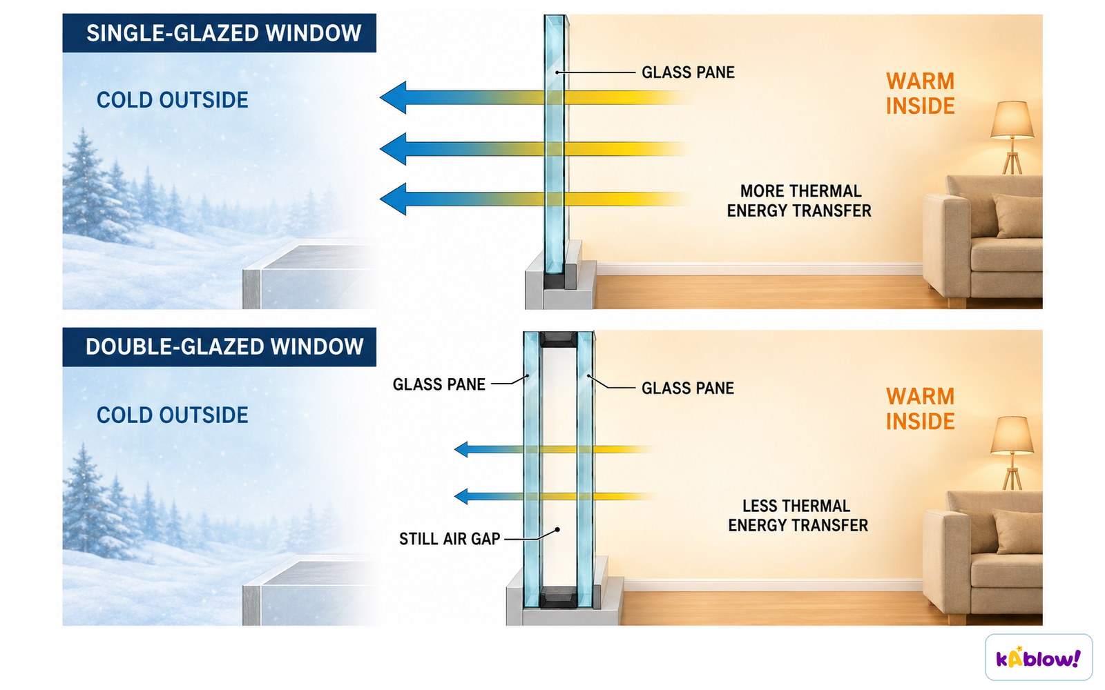 Single and double glazing compared